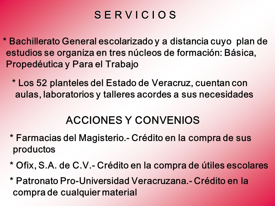 S E R V I C I O S ACCIONES Y CONVENIOS