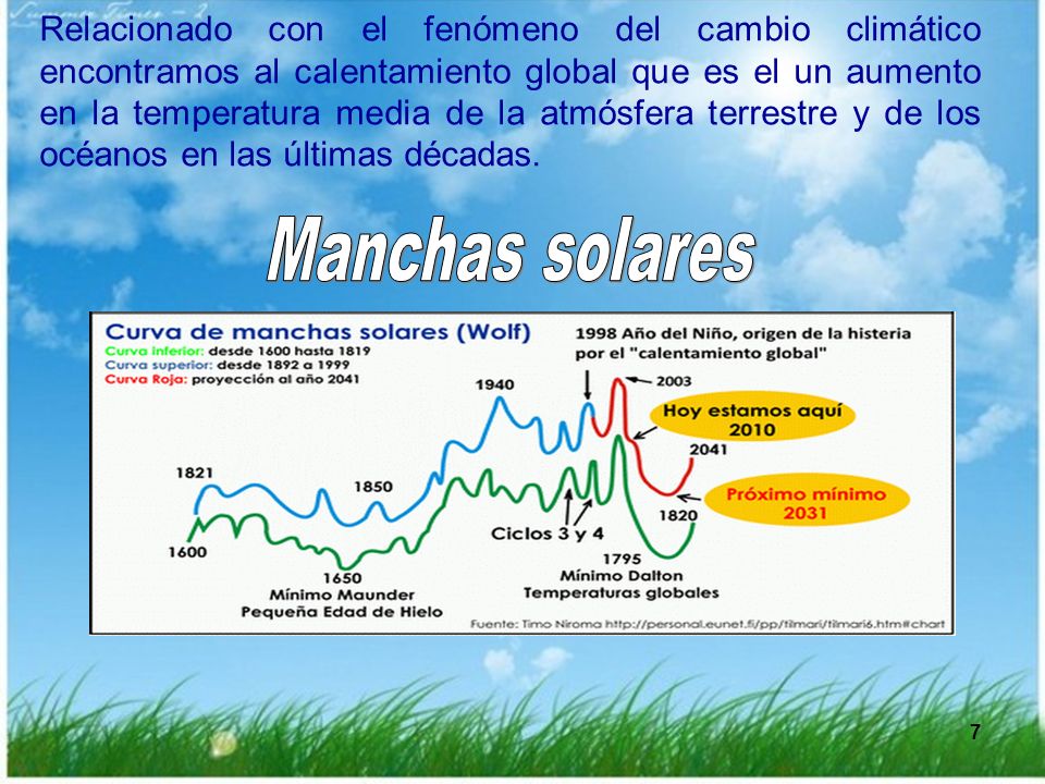 Relacionado con el fenómeno del cambio climático encontramos al calentamiento global que es el un aumento en la temperatura media de la atmósfera terrestre y de los océanos en las últimas décadas.