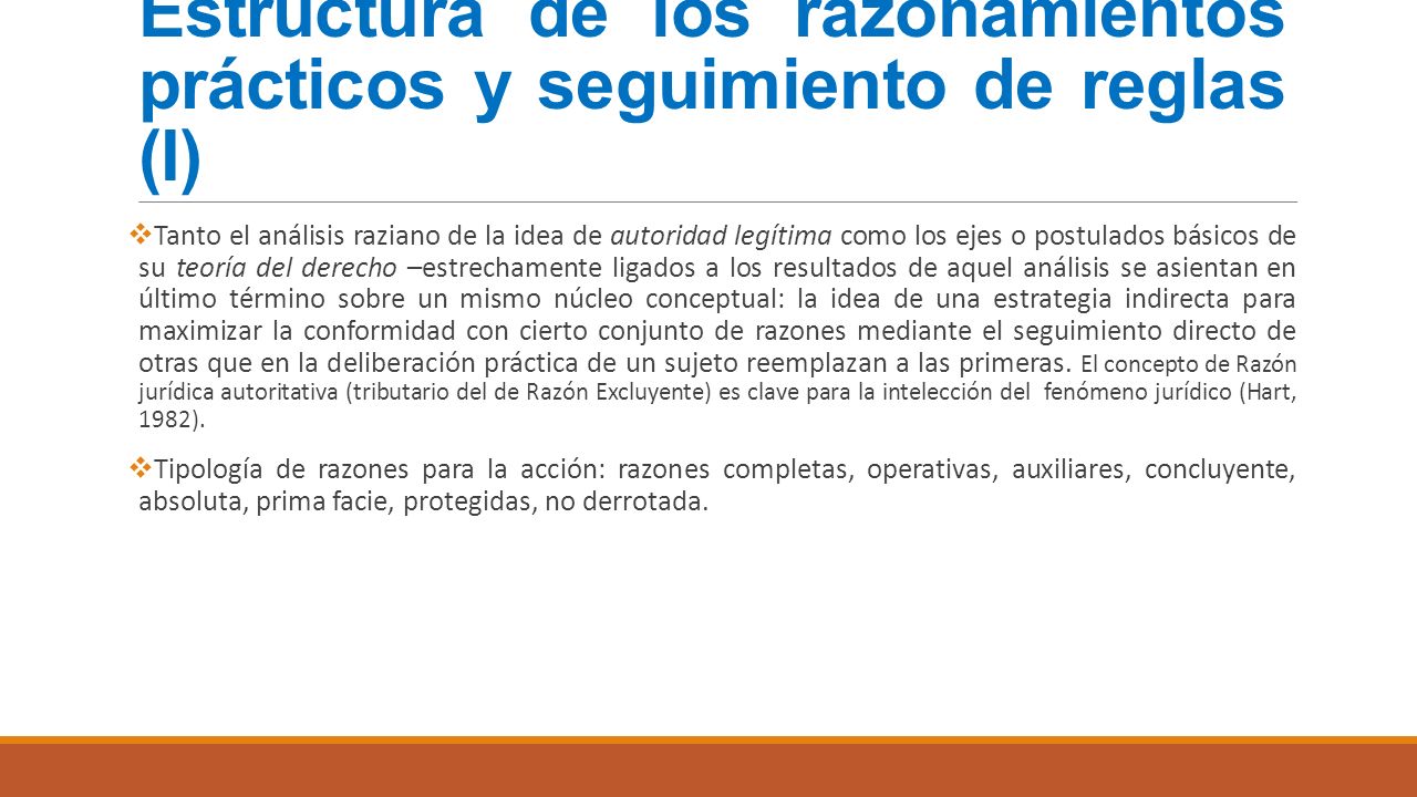 Estructura de los razonamientos prácticos y seguimiento de reglas (I)