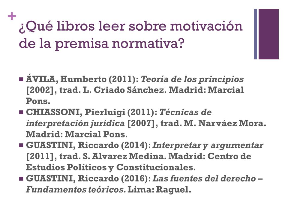 ¿Qué libros leer sobre motivación de la premisa normativa