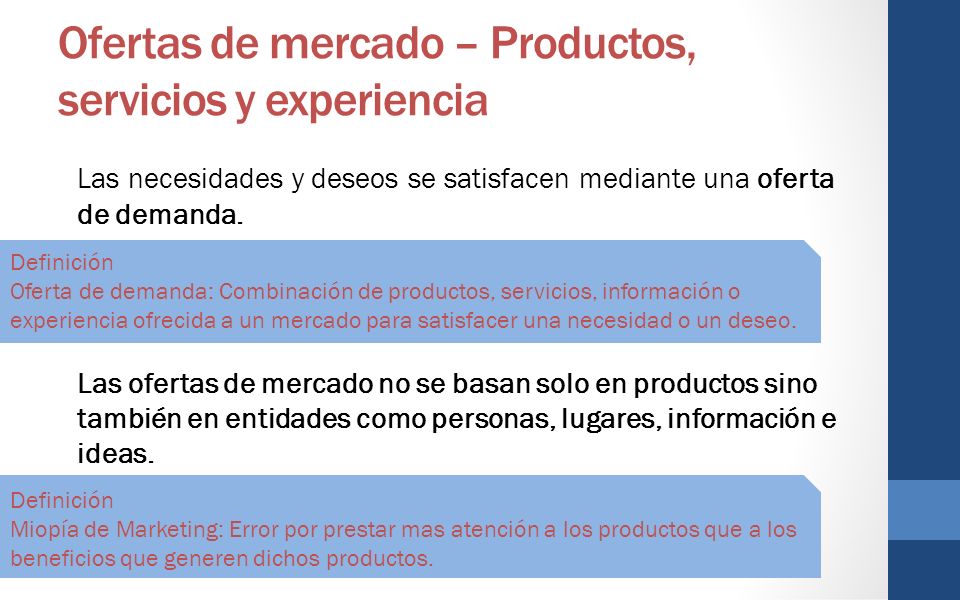 Ofertas de mercado – Productos, servicios y experiencia