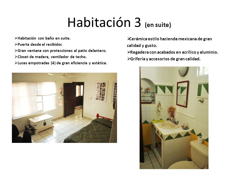 Habitación 3 (en suite) Cerámica estilo hacienda mexicana de gran