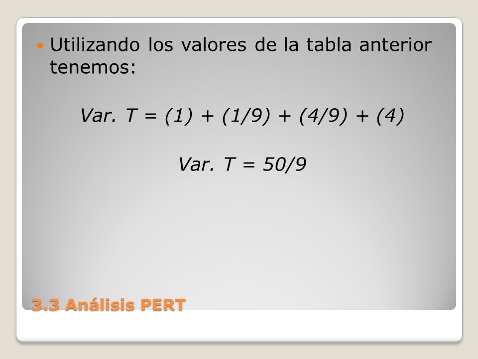 Utilizando los valores de la tabla anterior tenemos: