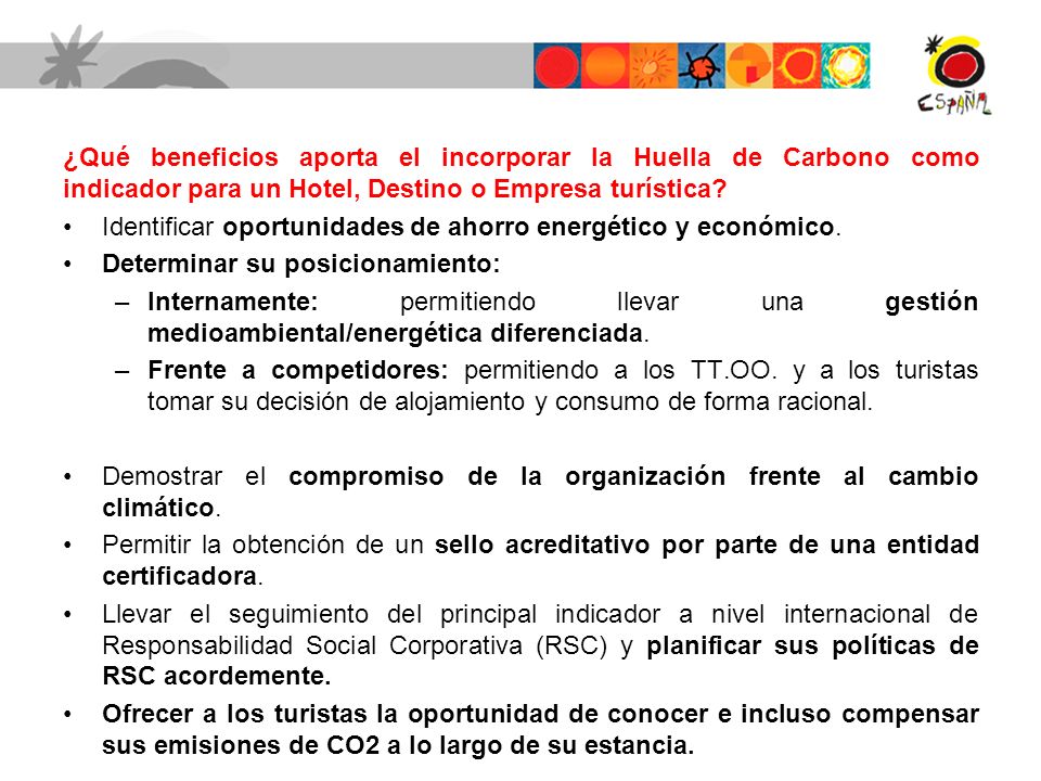 ¿Qué beneficios aporta el incorporar la Huella de Carbono como indicador para un Hotel, Destino o Empresa turística