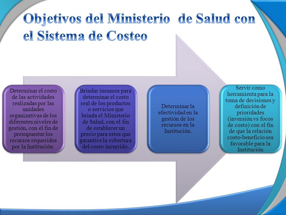 Objetivos del Ministerio de Salud con el Sistema de Costeo