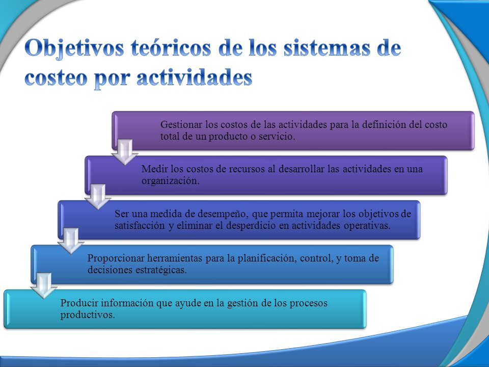Objetivos teóricos de los sistemas de costeo por actividades