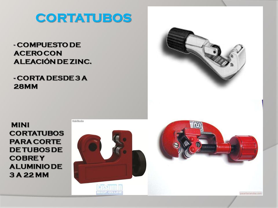 CORTATUBOS COMPUESTO DE ACERO CON ALEACIÓN DE ZINC.