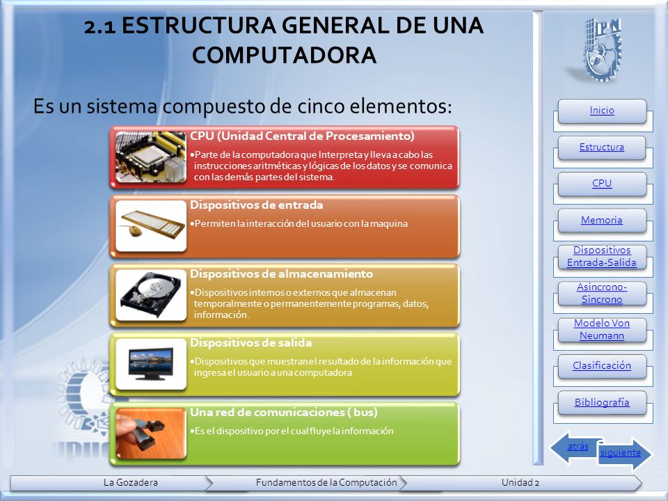2.1 ESTRUCTURA GENERAL DE UNA COMPUTADORA