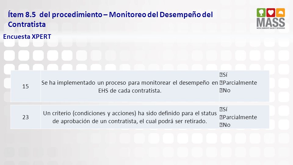 Ítem 8.5 del procedimiento – Monitoreo del Desempeño del Contratista
