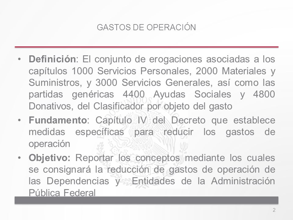 GASTOS DE OPERACIÓN