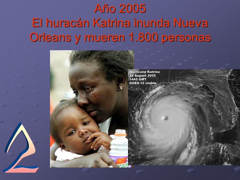 Año 2005 El huracán Katrina inunda Nueva Orleans y mueren 1