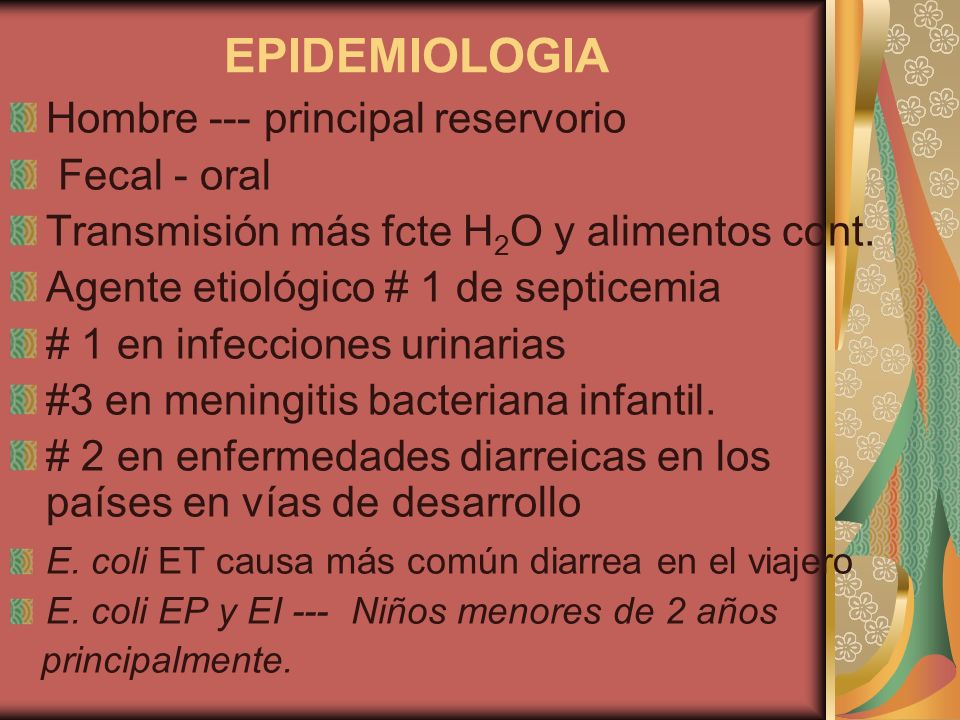 EPIDEMIOLOGIA Hombre --- principal reservorio Fecal - oral