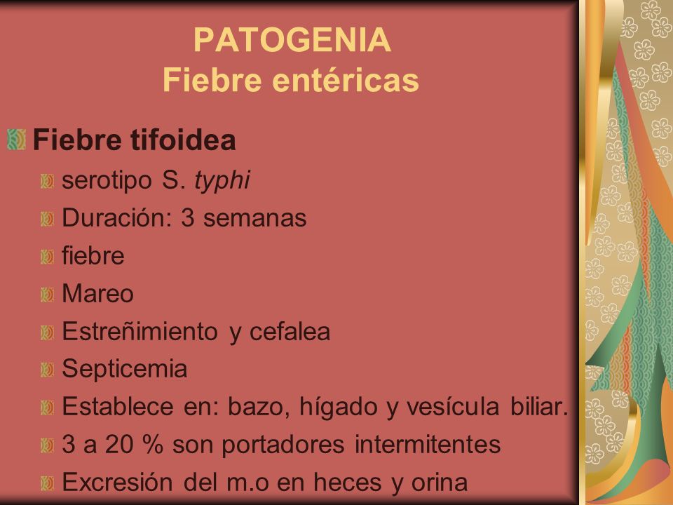 PATOGENIA Fiebre entéricas