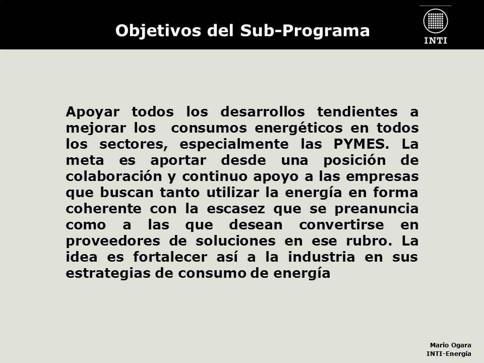 Objetivos del Sub-Programa