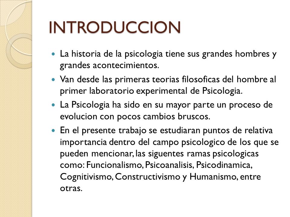INTRODUCCION La historia de la psicologia tiene sus grandes hombres y grandes acontecimientos.