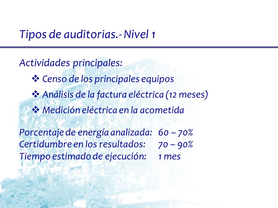 Tipos de auditorias.- Nivel 1