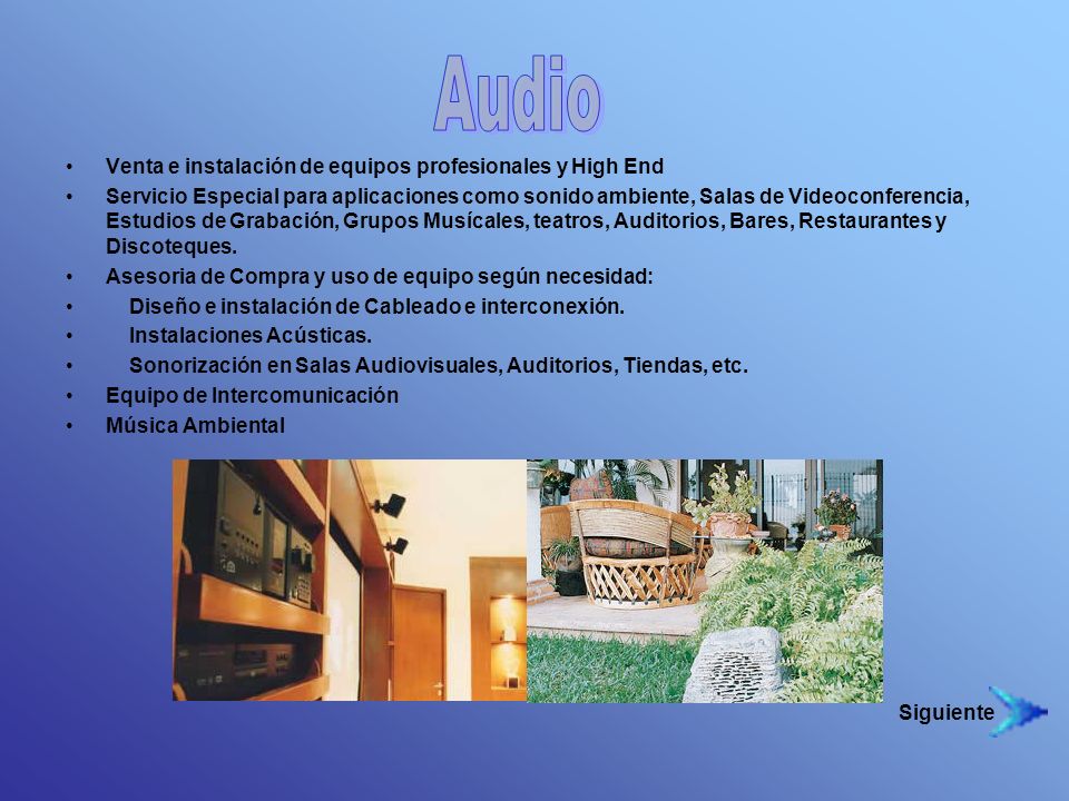 Audio Venta e instalación de equipos profesionales y High End