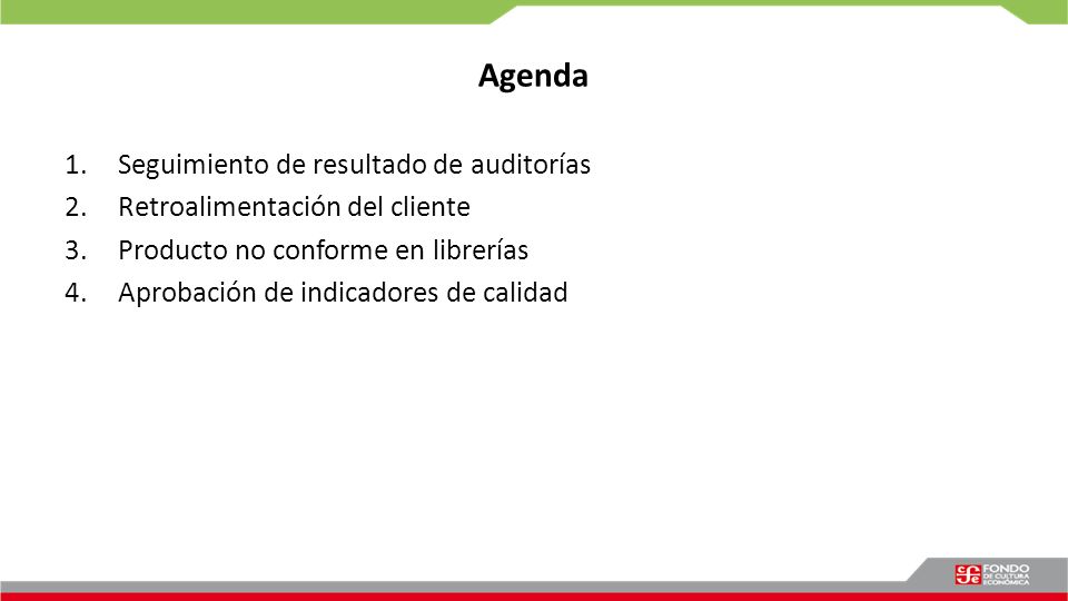 Agenda Seguimiento de resultado de auditorías