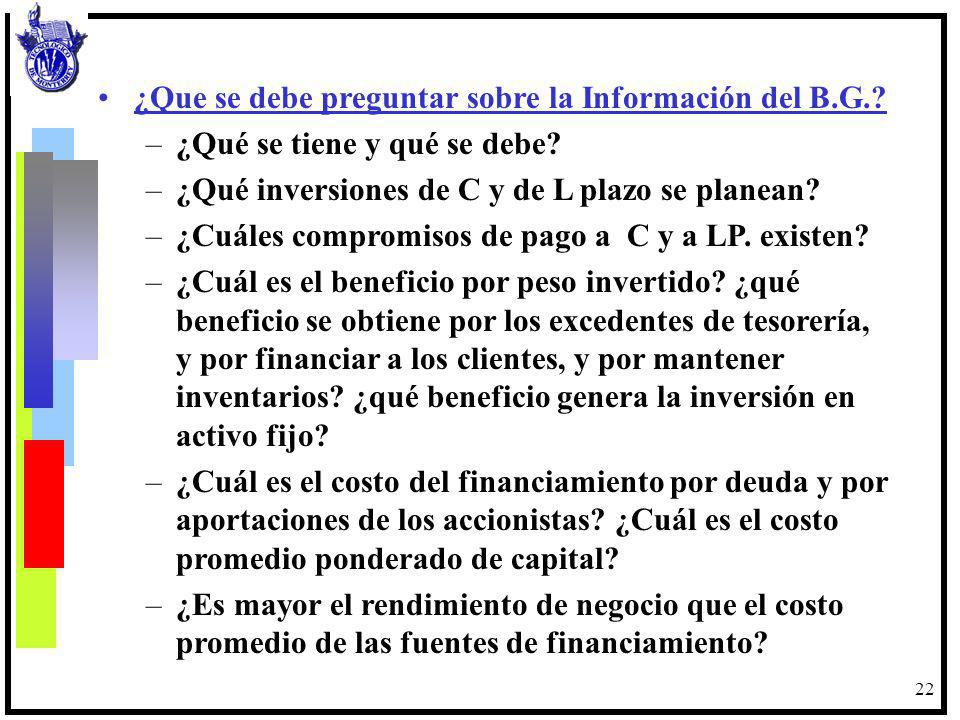 ¿Que se debe preguntar sobre la Información del B.G.