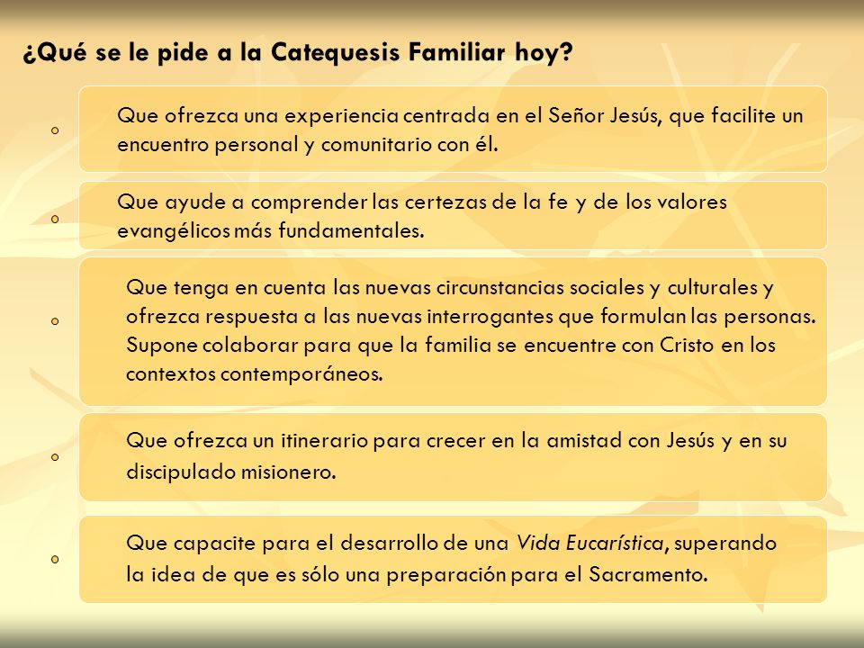 ¿Qué se le pide a la Catequesis Familiar hoy