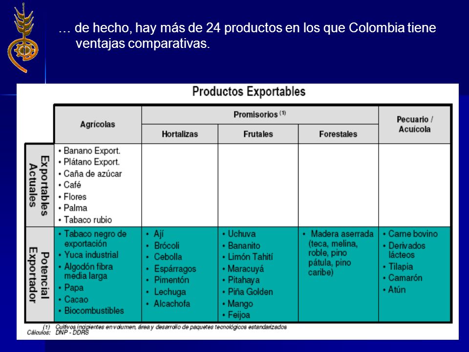 … de hecho, hay más de 24 productos en los que Colombia tiene ventajas comparativas.