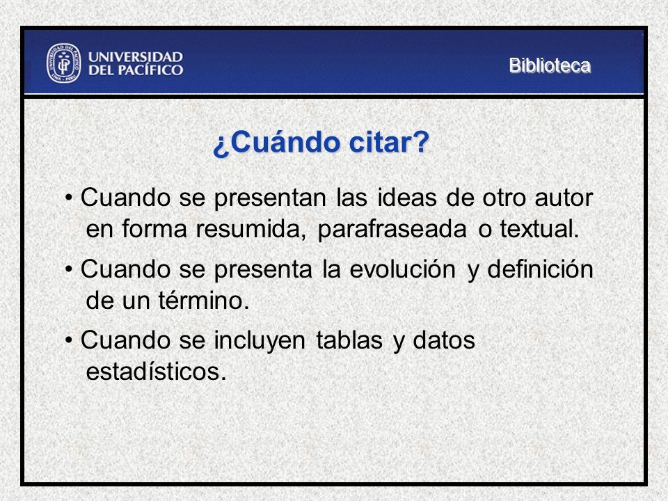 ¿Cuándo citar Cuando se presentan las ideas de otro autor