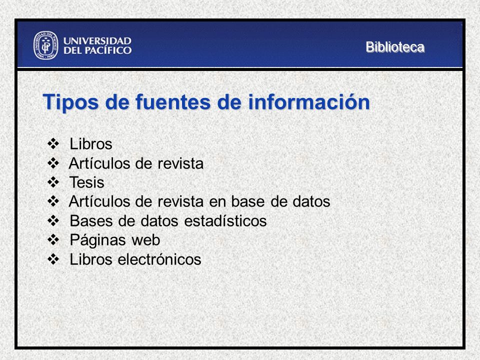 Tipos de fuentes de información