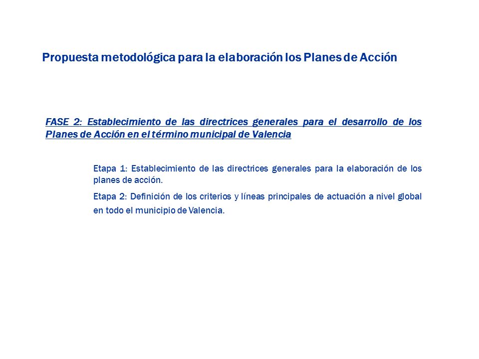 Propuesta metodológica para la elaboración los Planes de Acción
