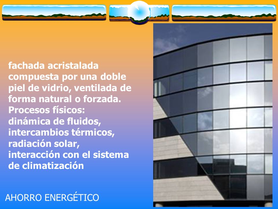 fachada acristalada compuesta por una doble piel de vidrio, ventilada de forma natural o forzada.