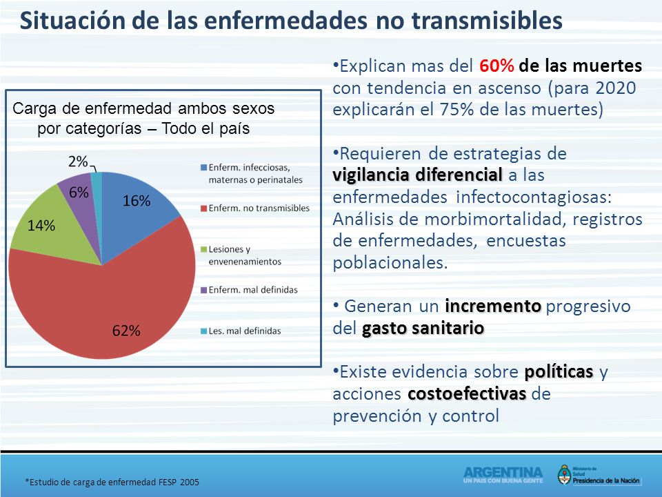 Carga de enfermedad ambos sexos por categorías – Todo el país