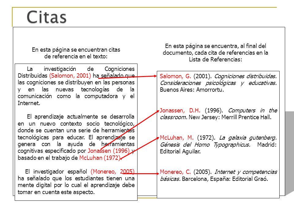 CITAS INDIRECTAS En esta página se encuentran citas. de referencia en el texto:
