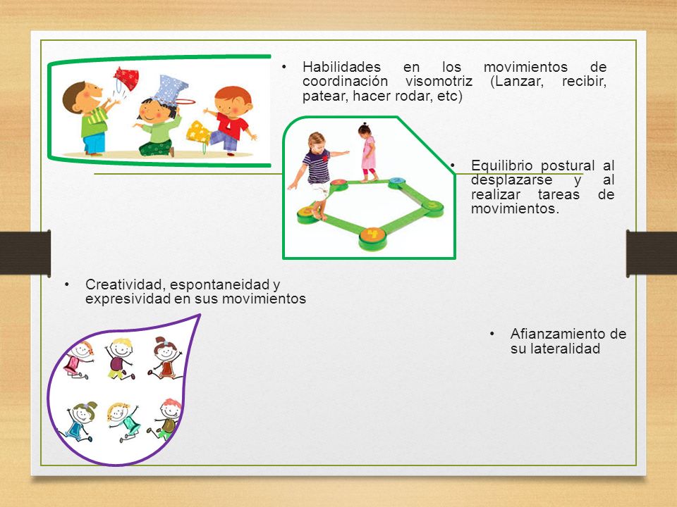 Habilidades en los movimientos de coordinación visomotriz (Lanzar, recibir, patear, hacer rodar, etc)