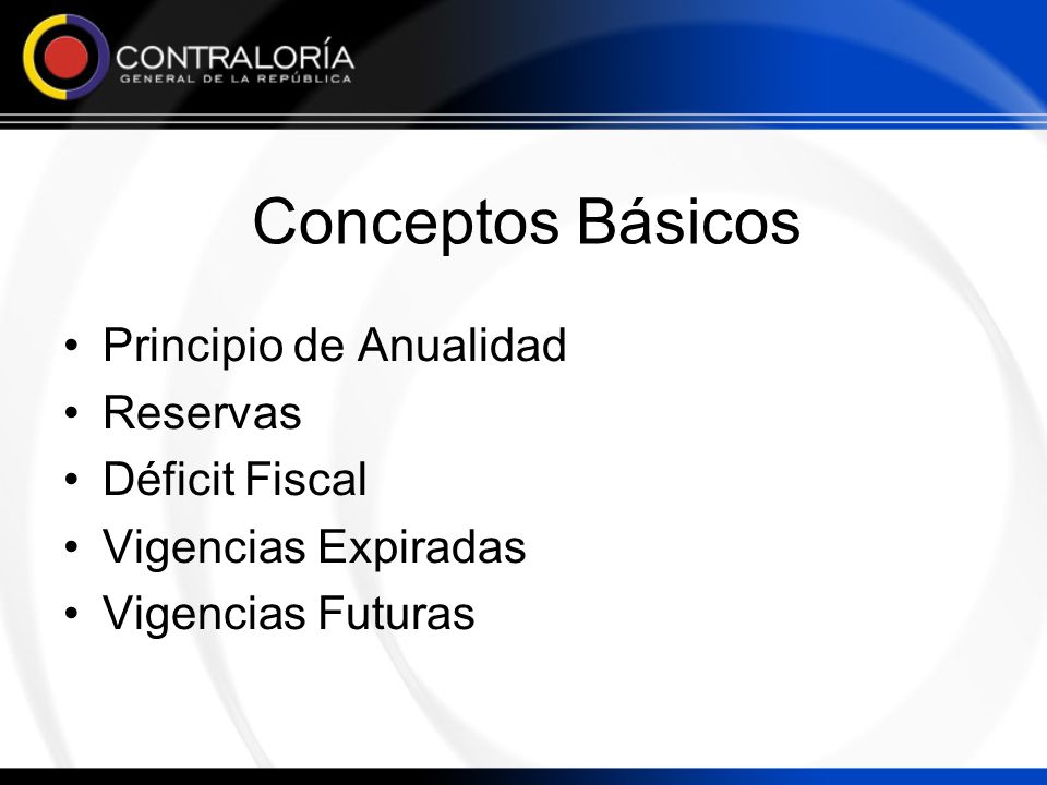 Conceptos Básicos Principio de Anualidad Reservas Déficit Fiscal