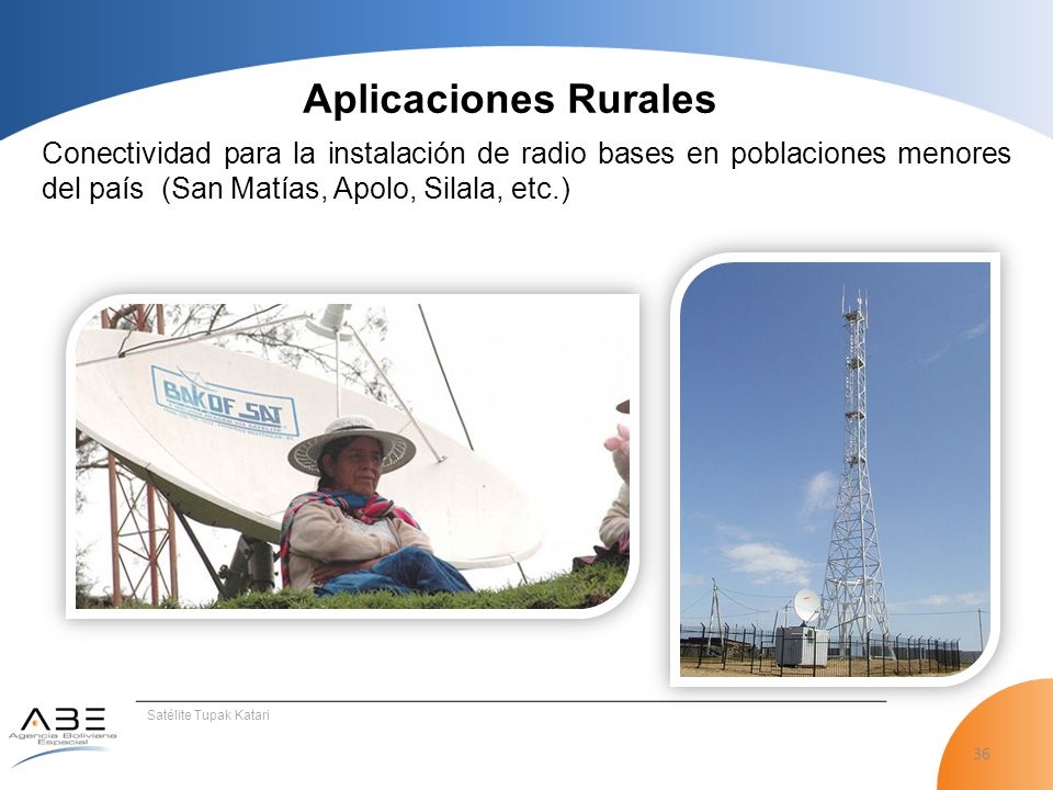 Aplicaciones Rurales Conectividad para la instalación de radio bases en poblaciones menores del país (San Matías, Apolo, Silala, etc.)