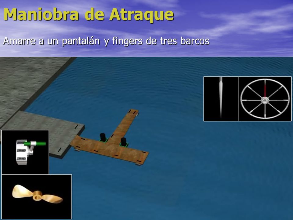 Maniobra de Atraque Amarre a un pantalán y fingers de tres barcos