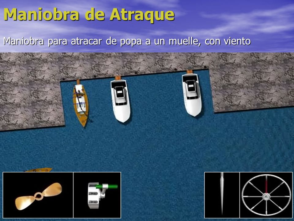 Maniobra de Atraque Maniobra para atracar de popa a un muelle, con viento