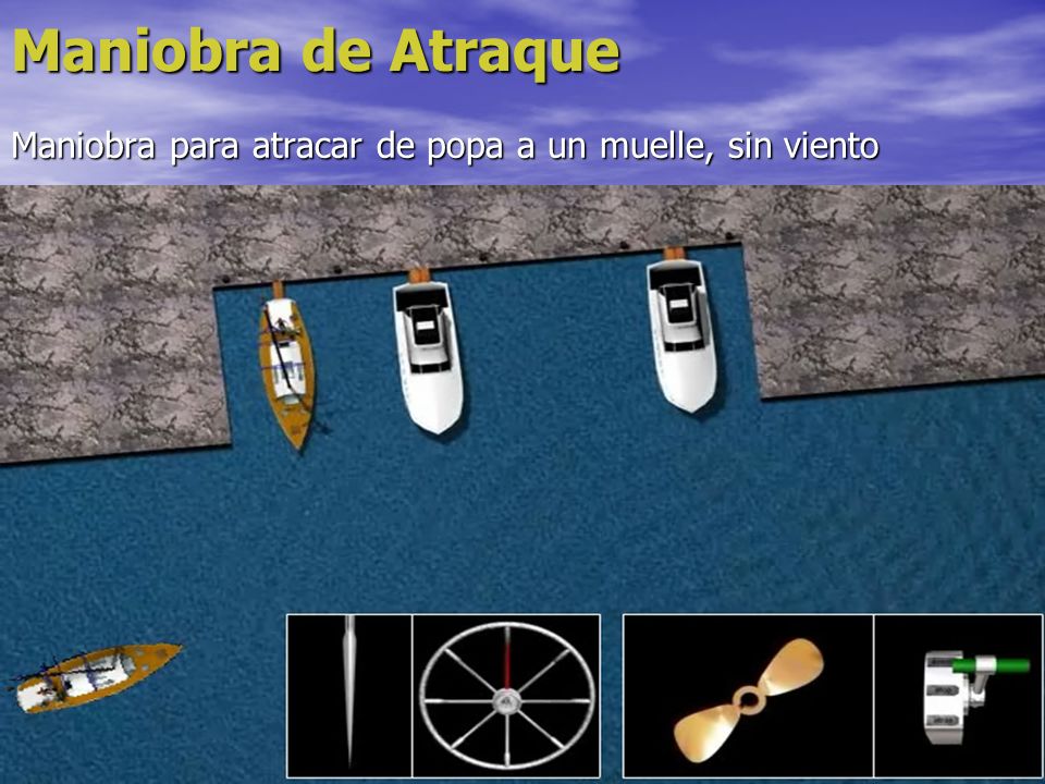 Maniobra de Atraque Maniobra para atracar de popa a un muelle, sin viento