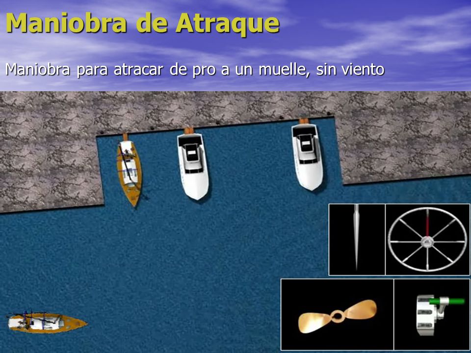 Maniobra de Atraque Maniobra para atracar de pro a un muelle, sin viento