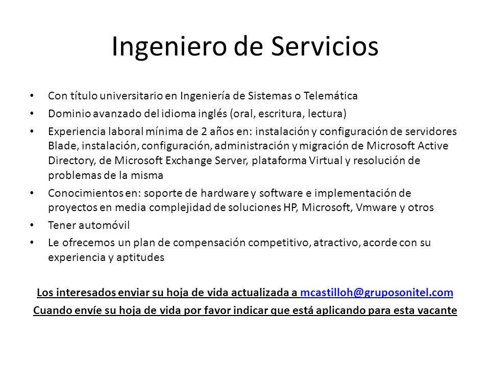 Ingeniero de Servicios