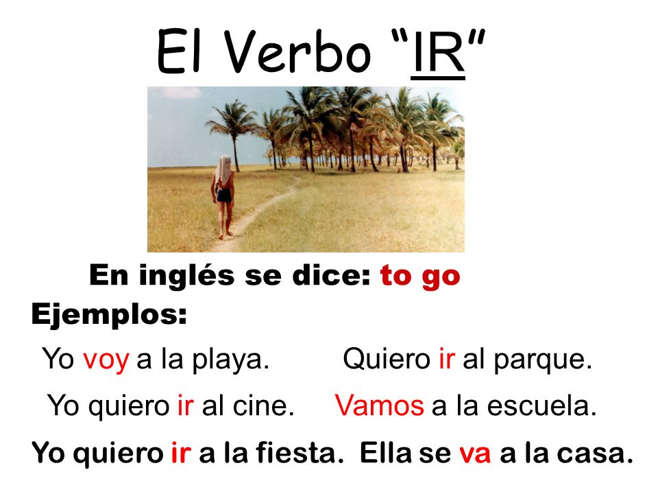 El Verbo IR En inglés se dice: to go Ejemplos: