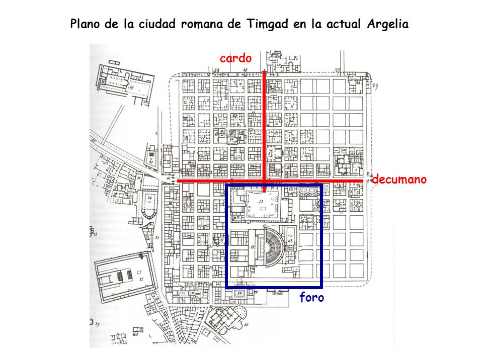 Plano de la ciudad romana de Timgad en la actual Argelia