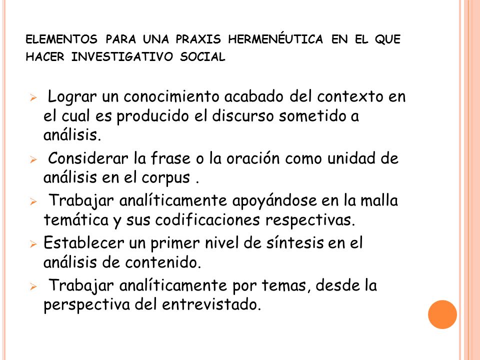 Establecer un primer nivel de síntesis en el análisis de contenido.