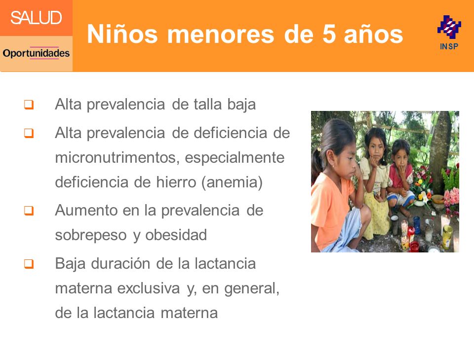 Niños menores de 5 años Alta prevalencia de talla baja