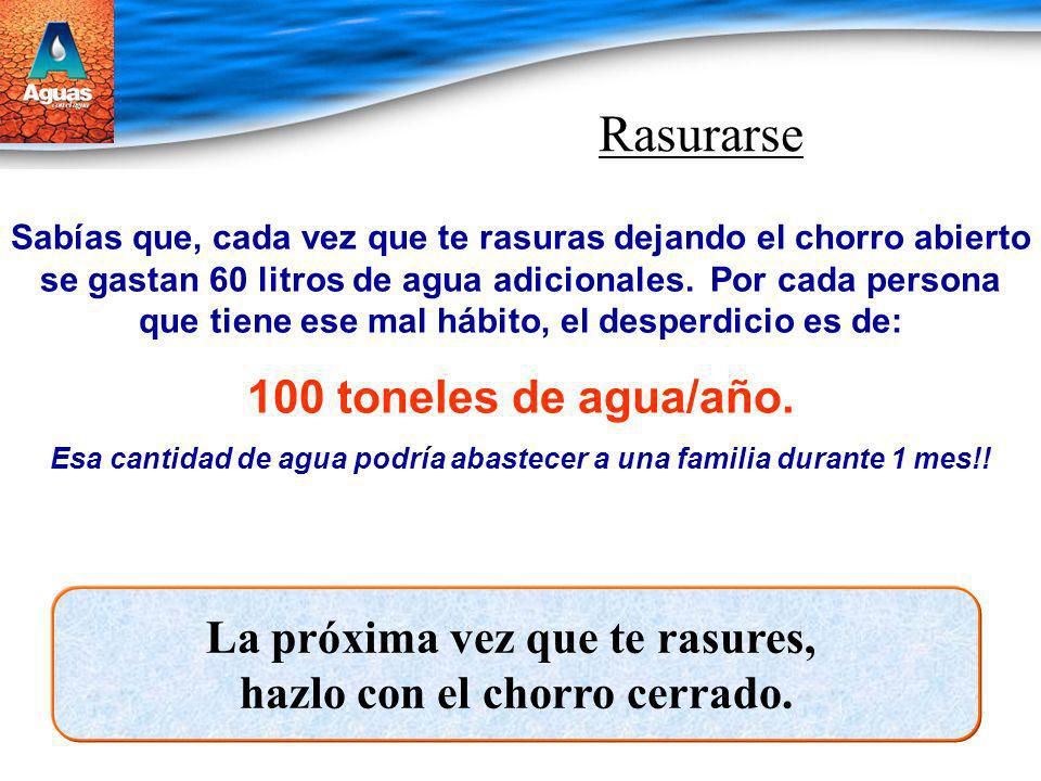 Rasurarse 100 toneles de agua/año. La próxima vez que te rasures,