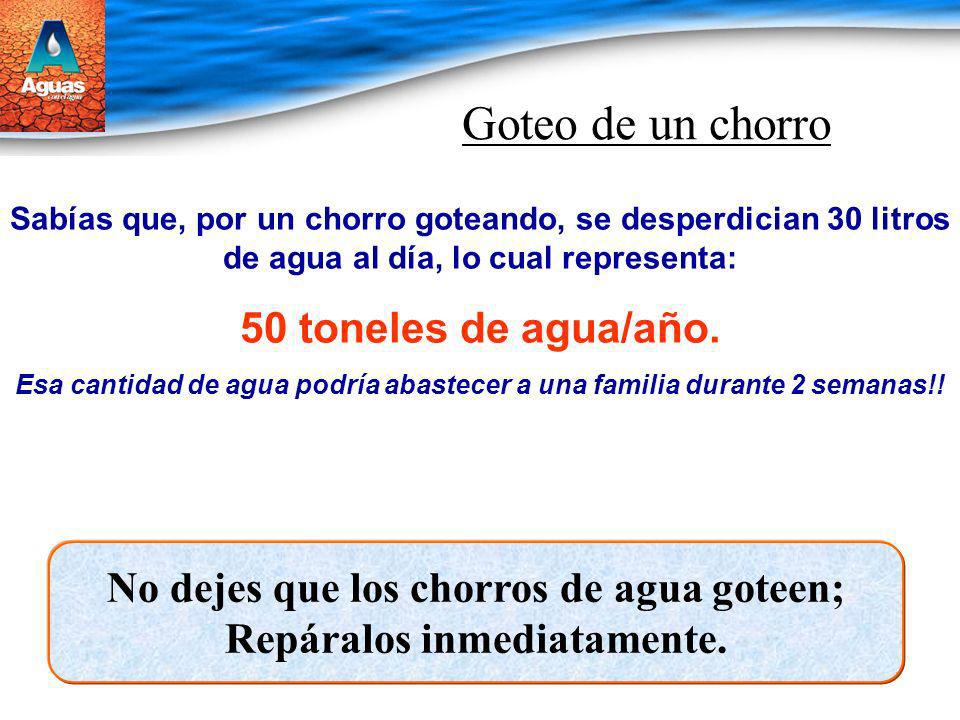 No dejes que los chorros de agua goteen; Repáralos inmediatamente.