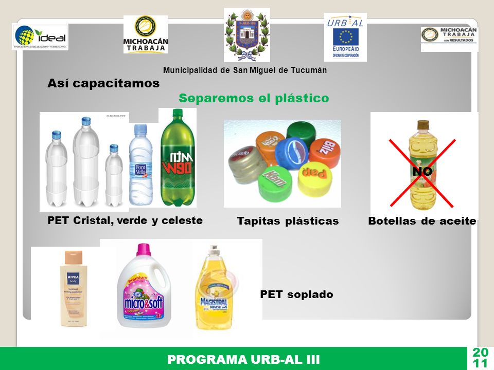 Así capacitamos Separemos el plástico NO 20 PROGRAMA URB-AL III 11