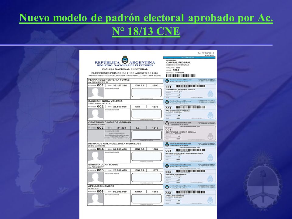 Nuevo modelo de padrón electoral aprobado por Ac. N° 18/13 CNE