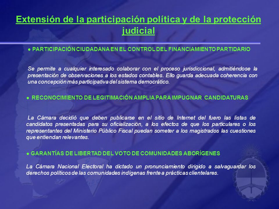 Extensión de la participación política y de la protección judicial