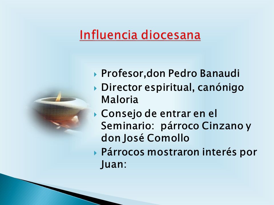 Influencia diocesana Profesor,don Pedro Banaudi