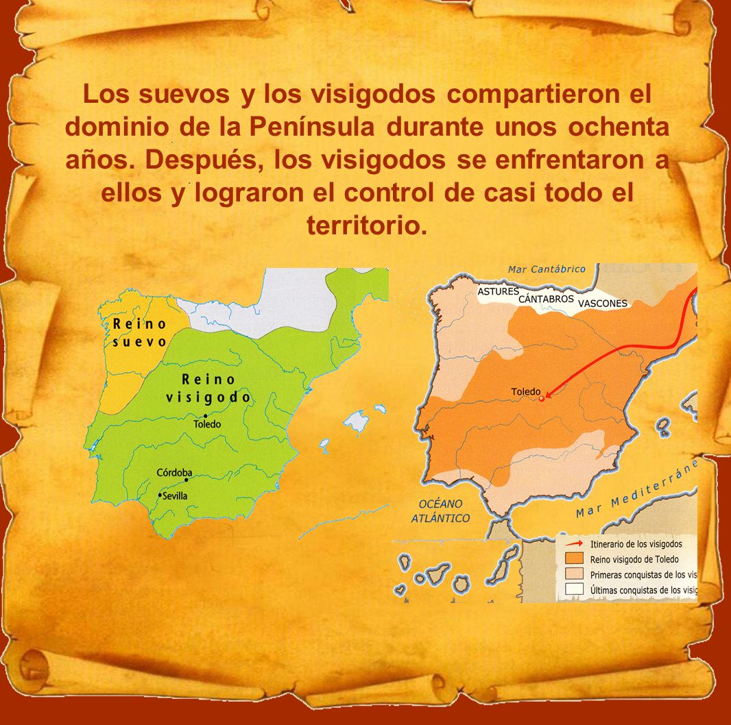 Los suevos y los visigodos compartieron el dominio de la Península durante unos ochenta años.